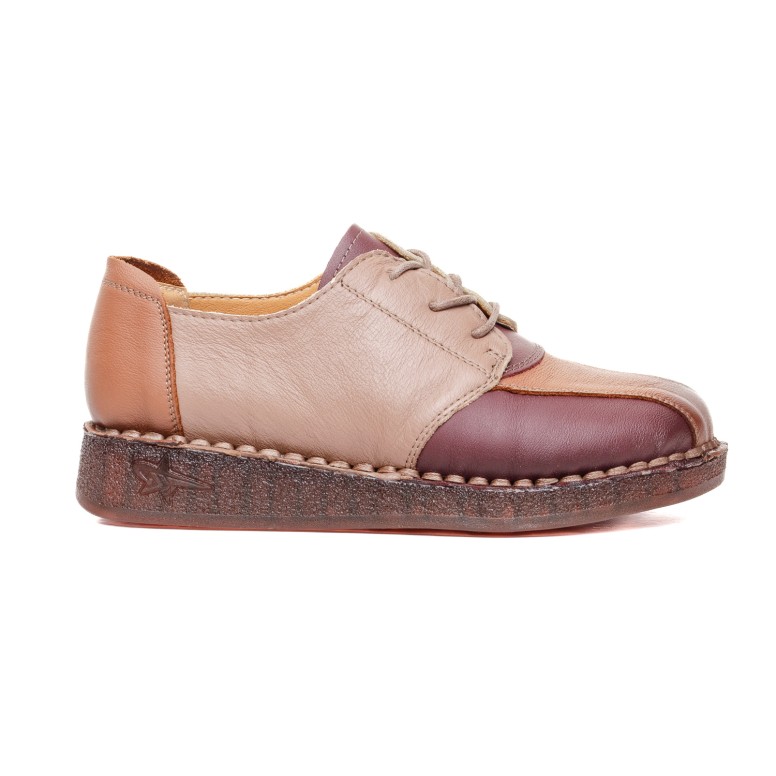 ДАМСКИ ОБУВКИ 043286 BEIGE/BURGUNDY