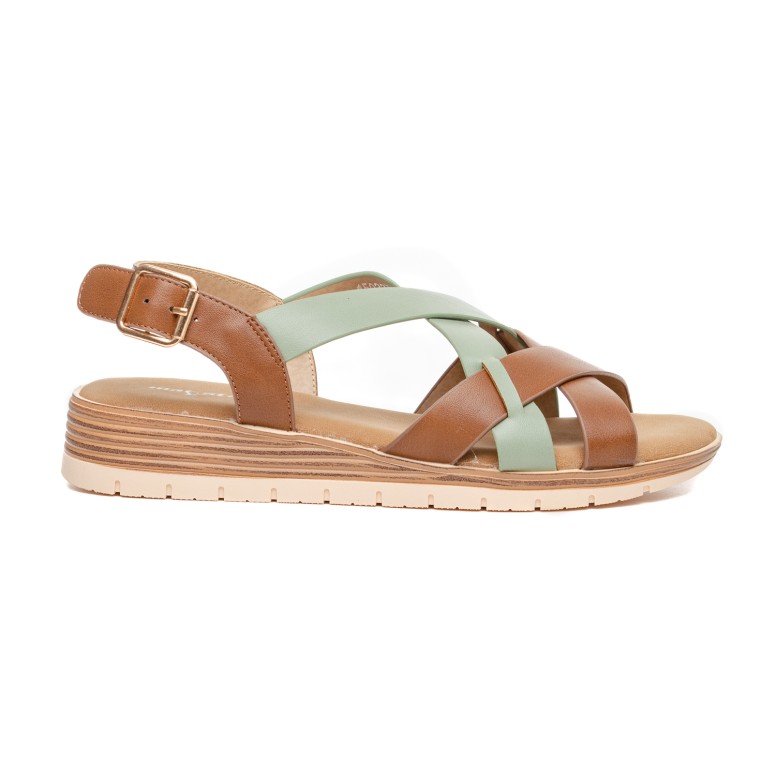 ДАМСКИ САНДАЛИ 150237 BROWN/GREEN