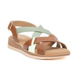 ДАМСКИ САНДАЛИ 150237 BROWN/GREEN